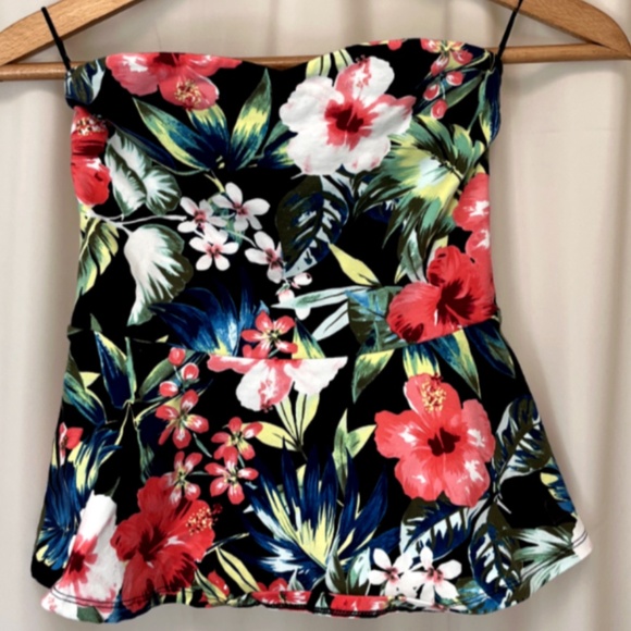 express black floral peplum tube top nwot - Picture 1 of 2